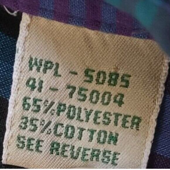 Vintage Sears Western Shirt Mens XL 17 Blue Purple Black Plaid Short Sleeve - Picture 6 of 8